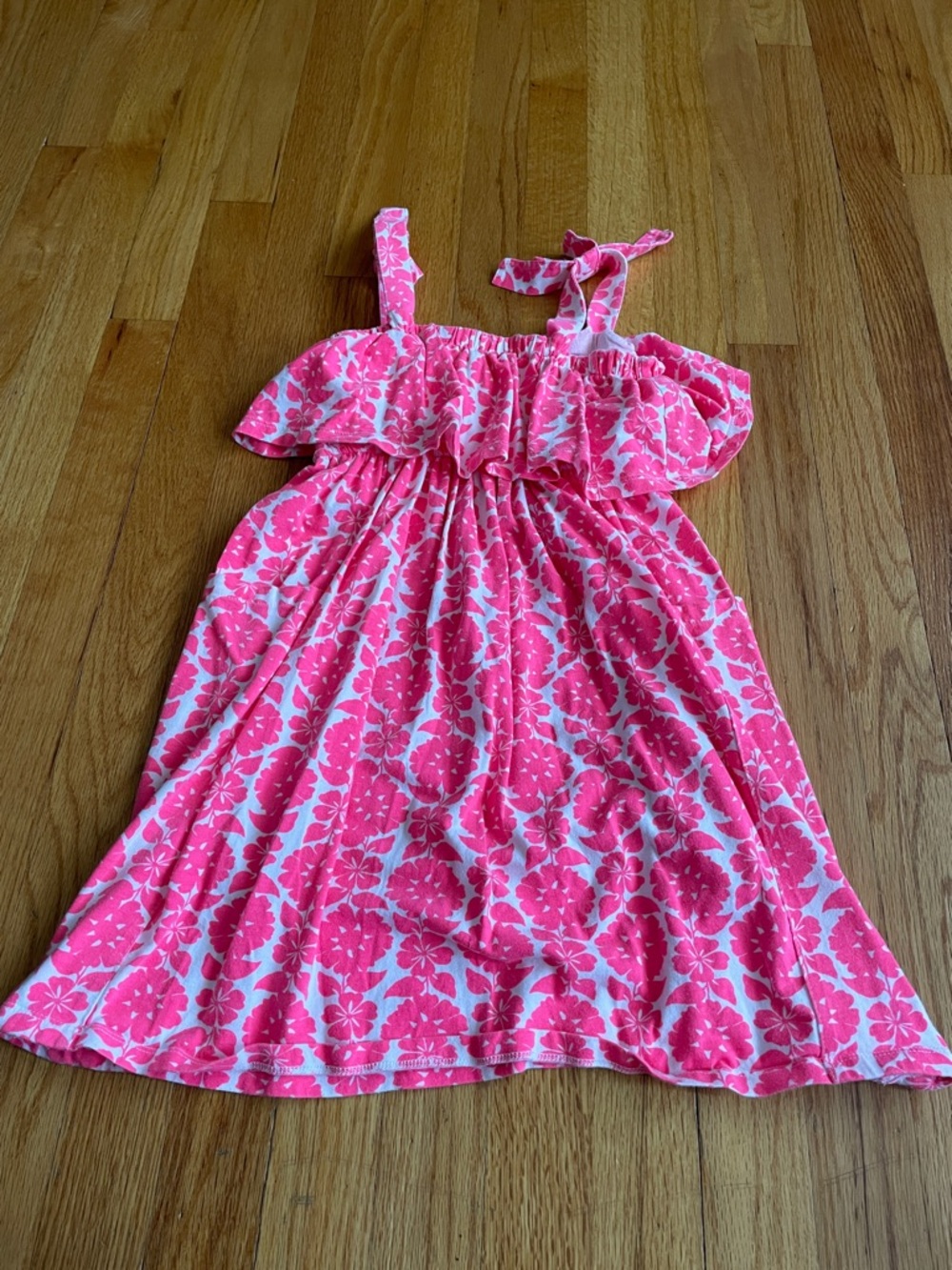 Carters Girls Tropical Floral Summer Dress Bright Pink & White
